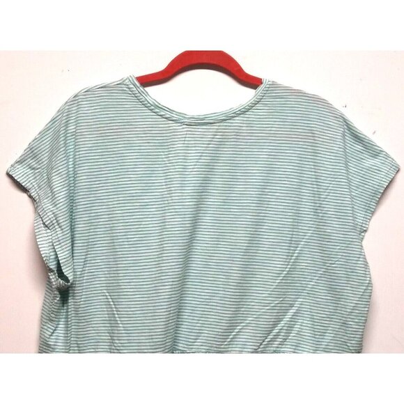 Terra & Sky Womens Peplum Tshirt Top Plus 1X (16W-18W) Blue Striped pullover cap - Picture 8 of 15